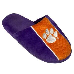 Clemson Tigers Slippers Unisex Kids Purple Orange Tiger Paw Slip On Size XL 7-8